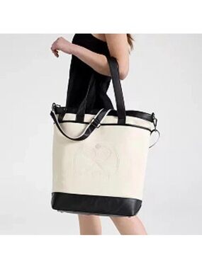 New CALIA by Carrie Underwood  Canvas Tennis Tote with Leather Trim